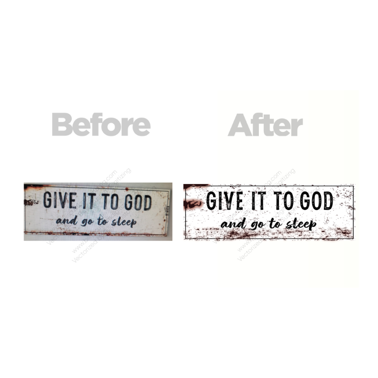Before and after of a design through vector art