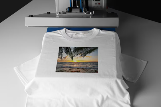 A heat printing machine in operation